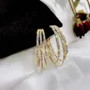 Boucles d'oreilles cerceau à la mode grand cercle de cristal pour femme déclaration de mode coréenne été femme cadeaux de mariage 2023