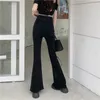 Damen Jeans N6706 Design Sense Niche Slim Flared Hose Sommer Hohe Taille