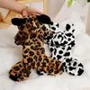 Hundkläder husdjur jumpsuit fashionabla ko leopardmönster totalt sett med plysch öron hatt vinter varma kläder fleece pyjamas