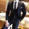 Męskie garnitury Blazers Luksus 3 -częściowy garnitur ślubny moda Slim Solid Color Business Sets