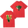 T-shirt Correct Version Polo Vlone en coton brossé Co Branded Large v Alphanumérique Imprimé Col rond Manches courtes Simple Casual Lâche