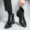 Boots Boots Chelsea Leather Men Ankle Shoes Wedding Dress Formal Man Business Winter Warm Slip-on Zip Height Increase Sole 5cm 231110