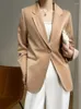 Kvinnors kostymer Senior Sense Suit Jacket Temperament Matchande Acetic Satin Top 2023 Spring Silk Slimming