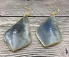 Dangle Earrings YA2501 5PAIRES NATURAL LABRADORITE STONE HOOK 53X31X4MM