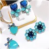 Stud Earrings Women's Blue 925 Needles Retro Sweet Love Bow High-quality Zircon Crystal Fairy Net Red Personality Wild Jewelry