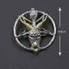 Pendentif Colliers Plaqué Argent Vintage Pentacle inversé Collier de chèvre satanique Baphomet Unique Amulette païenne Bijoux 231110