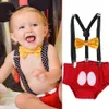 Rompers Baby Boys First Birthday Outfit Cake Smash Strap Clip Bow Tie Stage Performance Daily Wear PP Pants 230408