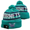 Casquettes pour hommes Bonnets Hornets Bonnets Charlotte Toutes les 32 équipes Tricoté à revers Pom Rayé Sideline Laine Chaud USA College Sport Bonnet en tricot Casquette de hockey pour femme a2