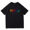 Heren T-shirts Tr Apstar t-shirt Mannen Zomer Trapstar T-shirt Regenboog Handdoek Borduren Decodering Vrouwen Zwarte Ronde T-shirts AR8C