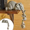 庭の装飾3PC/セットかわいい象の置物を保持しているベビーレジンクラフトホーム家具ギフト母性愛の動物像