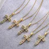 Pendant Necklaces Luxury Women Cross Necklace Catholic Vintage Aesthetic Design Full Zircon Choker Religious Collar Chain Fashion Jewelry