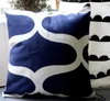 Oreiller Décor À La Maison Brodé Couverture Bleu Zigzag Géométrique Toile Cas Coton Suqare Broderie 45x45 cm