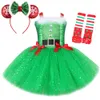 Girl's Dresses Sparkly Christmas Elf Tutu Dress for Girls Santa Claus Costumes for Kids Birthday Halloween Outfit Children Xmas Holiday Clothes 231109