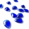 Chandelier Crystal 12pcs/lot 16 22mm Smooth Blue Glass Tear Drop Pendants (Free Rings)For Chandelier/ Curtain Parts Diy Jewelry