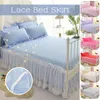 Bed Skirt 3 pieces of bedding 1 lace bedding2 pillowcases Romantic lace ruffled princess bedding 230410