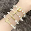 Charm-Armbänder, modischer Schmuck, buntes CZ-Zirkonia-Kreuz-Perlen-Armband für Damen und Herren, spirituelle Birne