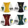 Rhude Desinger pantaloni sportivi corti da uomo Shorts in pelle femminile USA S-XL