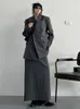 Zweiteiliger Kleid Eam Halbbody Rock grau gestreift große Größe Stücke Anzug Anzug Anzug Langarm Frauen Fashion Spring Herbst 2023 1D802 230410