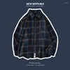 Men's Casual Shirts 2023 Autumn Style Japanese Men's Trendy Plaid Shirt Long-sleeved Fashion All-match Loose