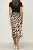 Faldas Vintage Leopardo Estampado Mujeres Alta Cintura Midi Falda Pajarita Verano Damas Sexy Split Wrap Beach Drop Cumplir