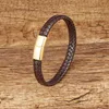 Charm-Armbänder, Vintage-Mode, Herren-Armband, handgewebtes Lederseil, magnetische Schnalle