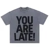 Men's T-Shirts Heavy Duty Vintage Wash Grey High Order Letter Printed Round Neck Short Sleeve T-shirt 230410