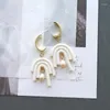 Stud Earrings Pale Multi Gentle Colors Crafts Irregular Shapes Water Pearl Strips Metal Top Handmade Polymer Clay Dangle Sets Lady