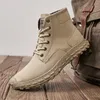 Stiefel Echtes Leder Herren Wanderschuhe High Top Mann Motorrad Militär Rutschfeste Schnürung Männliche Knöchel Botas Mid-Calf Basic