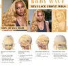 Perruques Lace Front Wig 613 cheveux humains sans colle, couleur blond miel, ondulées, pré-épilées avec cheveux de bébé, densité 150, 13x4 HD, perruques frontales en dentelle transparente pour femmes