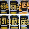 65 Erik Sson Hockey-Trikots 2023 Sidney Crosby Jersey 58 Kris Letang 59 Jake Guentzel 66 Lemieux Evgeni Malkin Schwarz Weiß Herren Ed Neuankömmling