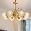 Pendant Lamps American Style Chandelier All Copper Crystal Glass Living Room Lighting Retro Simple Dining Bedroom Home