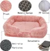 chenils stylos Confortable en peluche chien canapé-lit lits carrés lavable chaud coussin pour animaux de compagnie orthopédique fausse fourrure chaise longue en mousse à mémoire de forme moelleux avec housse à fermeture éclair 231109