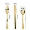 Dinnerware Sets Creative Kitchen Tableware Rose Gold Plastic Knives Forks And Spoons Disposable Set Western Three-piece