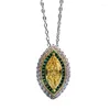 Kedjor 2023 925 Silverhalsband 6 13 Yellow Diamond Horse-Eye Pendant Female European and American Luxury Inlay