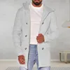 Men's Jackets Men Fall Winter Coat Hooded Double-breasted Mid Length Loose Cardigan Thick Warm Overcoat Long Jacket