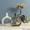 Vasos nórdico vaso de cerâmica decoração para casa ornamentos ouro prata branco arte decorações artesanato