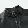 Giacche da uomo Giacca in pelle per uomo Cappotto spesso tascabile in tinta unita allentato Autunno Inverno Abbigliamento casual da motociclista