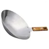 Accessoires de plaque de cuisson en acier inoxydable, Wok robuste, poêle solide, grand accessoire de cuisine en bois, ustensiles de cuisine pour la maison