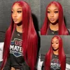 40 Inch Brazilian Burgundy Glueless Preplucked red lace Front Wigs Hd Lace Frontal Wig Colored Bone Straight Wig For Women