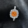 Pierścienie klastra S925 Srebrny pierścień Akwamarynowy 7 Kwiat Regulacja otwierania biżuterii Lady 5A Cyrkon