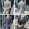 Men's Suits Blazers Boutique Blazer Vest Trousers Fashion Business Casual Gentleman Men's Italian Style Elegant Plaid Slim Formal 3-piece Suit 230410