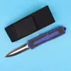 Coltello tattico automatico di alta qualità 440C Lama nera bicolore Maniglia in lega di alluminio Attrezzatura di sopravvivenza esterna Coltelli tascabili EDC con borsa in nylon