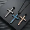 Kedjor 2023 Cross Necklace Titanium Steel Rhombus Black Blue and Rose Gold Color Pendant For Men Women 44 29mm