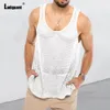 Débardeurs homme Ladiguard grande taille hommes dernier débardeur décontracté Sexy hommes vêtements mode épissure gilet Transparent hommes sans manches vêtements de plage 230410