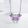 Halskette Ohrringe Set Schmetterling Schmuck für Frauen Schmetterlinge Amethyst Geburtsstein Anhänger Halskette/Ohrringe/Ringe Hochzeit