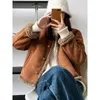 Women Blends Winter Fashion Imitation Lamb Hair Plush Coat Solid Single Breasting Round Neck Outerwear Straight Thick Female Jacket 231110