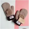 Cinq doigts gants hiver chaud doux fourrure tricot mitaines femmes demi doigt conduite peluche épais mignon petit chapeau sn gants livraison directe fa dhxgk