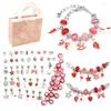 Charm Bracelets Kids Cartoon Pink Set Diy Handmade Jewelry Children's Bracelet Women's Exquisite Beads Gift Box Girls