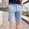 Shorts masculinos 4 cores verão negócios formal wear para roupas masculinas 2023 simples sólido todos os jogos fino ajuste escritório curto homme verde/branco