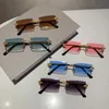 Solglasögonramar Kammpt Rimless Rectangular Men Fashion Vintage Twisted Snake Leg Gradient Shade Luxury Brand Design Eyewear 231110